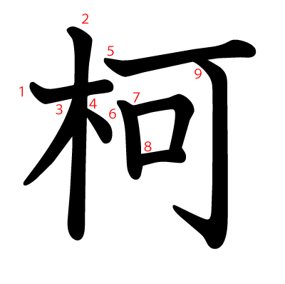 柯の教科書体(筆順付き)