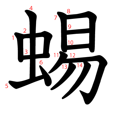 蜴の教科書体(筆順付き)
