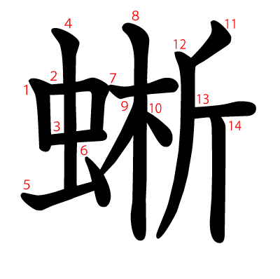 蜥の教科書体(筆順付き)