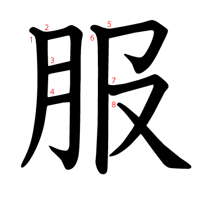 服の教科書体(筆順付き)