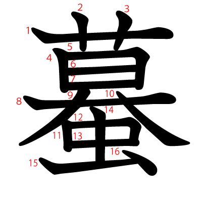 蟇の教科書体(筆順付き)