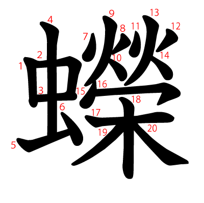 蠑の教科書体(筆順付き)