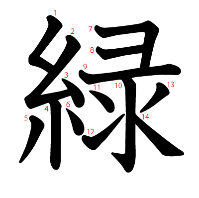 緑の教科書体(筆順付き)
