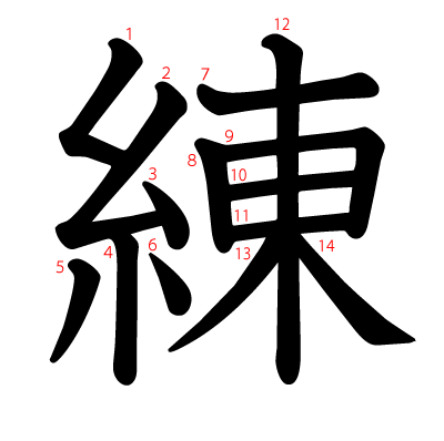 練の教科書体(筆順付き)