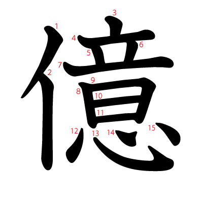 億の教科書体(筆順付き)