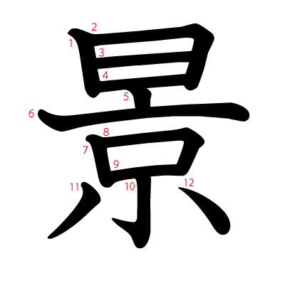 景の教科書体(筆順付き)