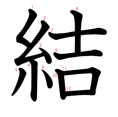 結の教科書体(筆順付き)