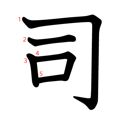 司の教科書体(筆順付き)