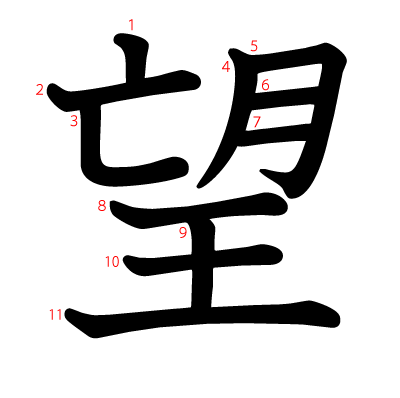 望の教科書体(筆順付き)