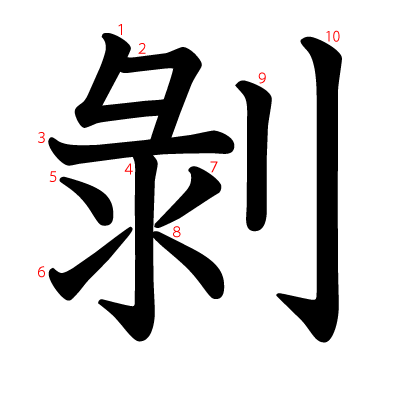 剝の教科書体(筆順付き)