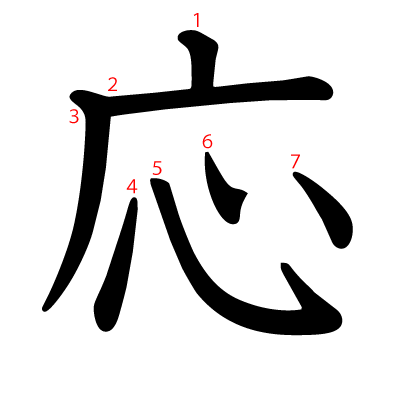 応の教科書体(筆順付き)