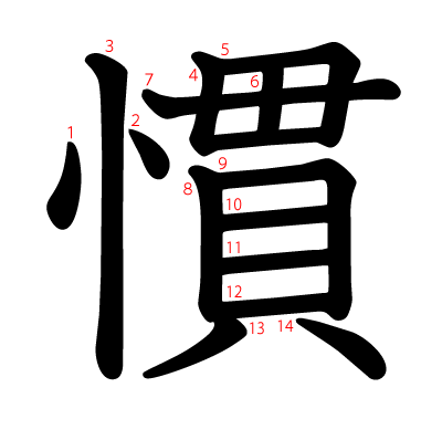 慣の教科書体(筆順付き)