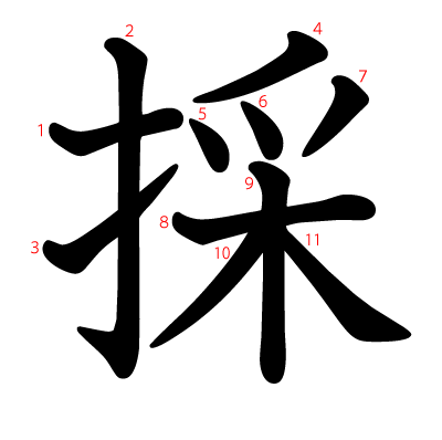 採の教科書体(筆順付き)