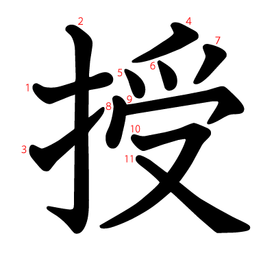 授の教科書体(筆順付き)