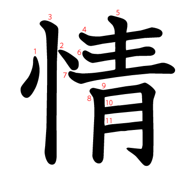 情の教科書体(筆順付き)