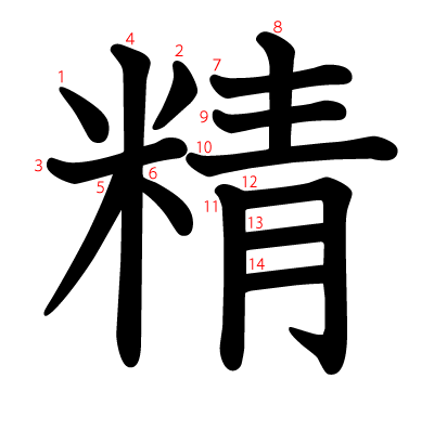 精の教科書体(筆順付き)