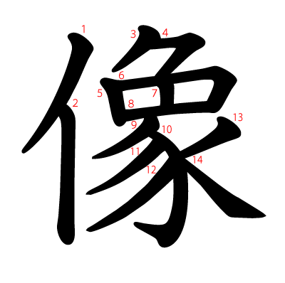 像の教科書体(筆順付き)