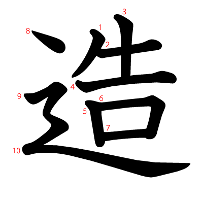 造の教科書体(筆順付き)