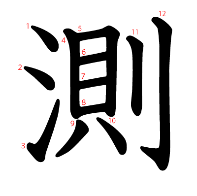 測の教科書体(筆順付き)