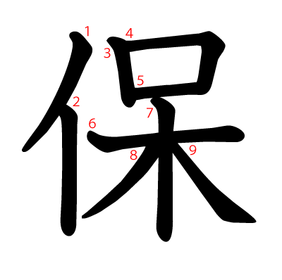 保の教科書体(筆順付き)
