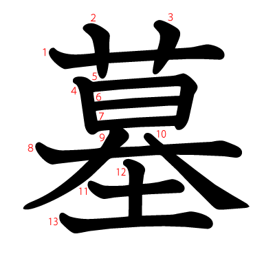 墓の教科書体(筆順付き)