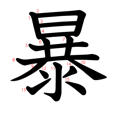 暴の教科書体(筆順付き)