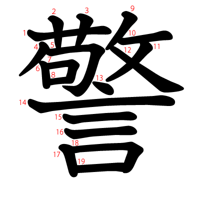 警の教科書体(筆順付き)