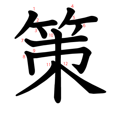 策の教科書体(筆順付き)