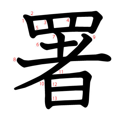 署の教科書体(筆順付き)