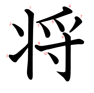 将の教科書体(筆順付き)