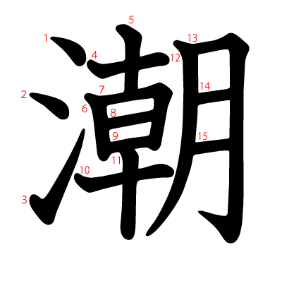 潮の教科書体(筆順付き)