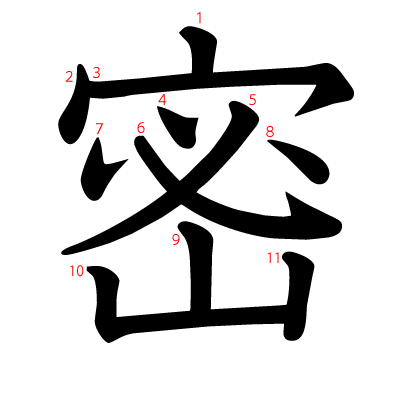 密の教科書体(筆順付き)