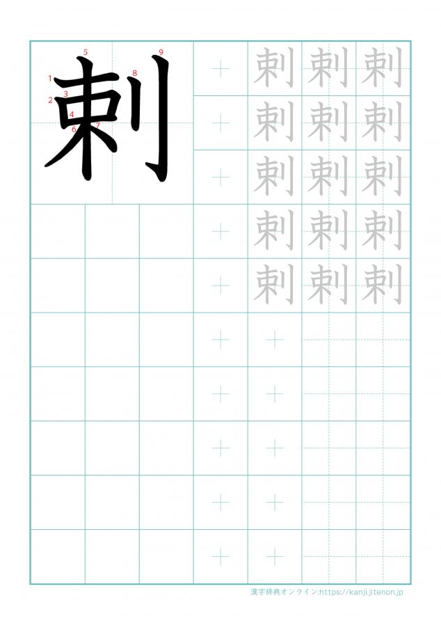 漢字「剌」の練習帳